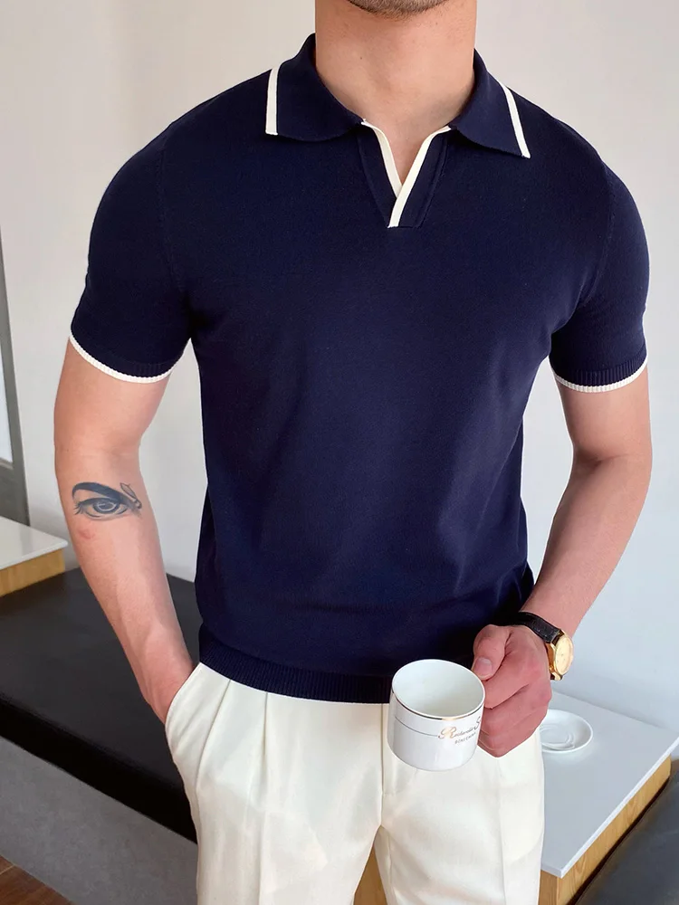 Polos de moda de verano para hombre, Polos informales de retales con cuello vuelto de manga corta, ropa para hombre, Tops para hombre, Jersey, ropa