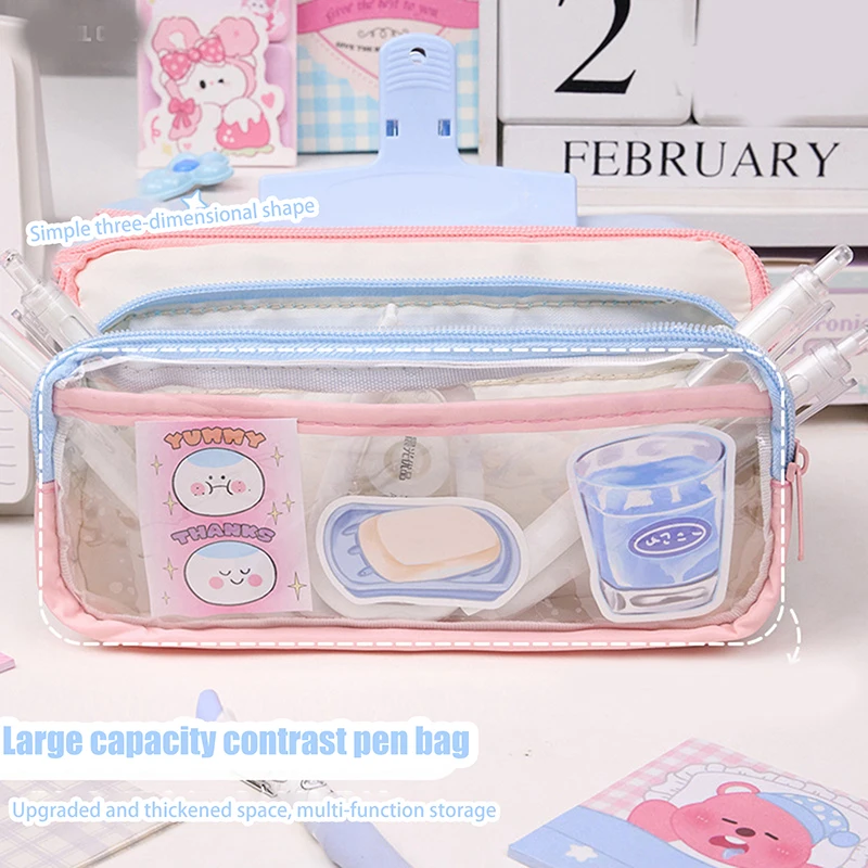 Large Capacity Pencil Case Itabag Cosmetic Bag Ita Bag Pouch Solid Color Storage Bag Stationery Storage Bag