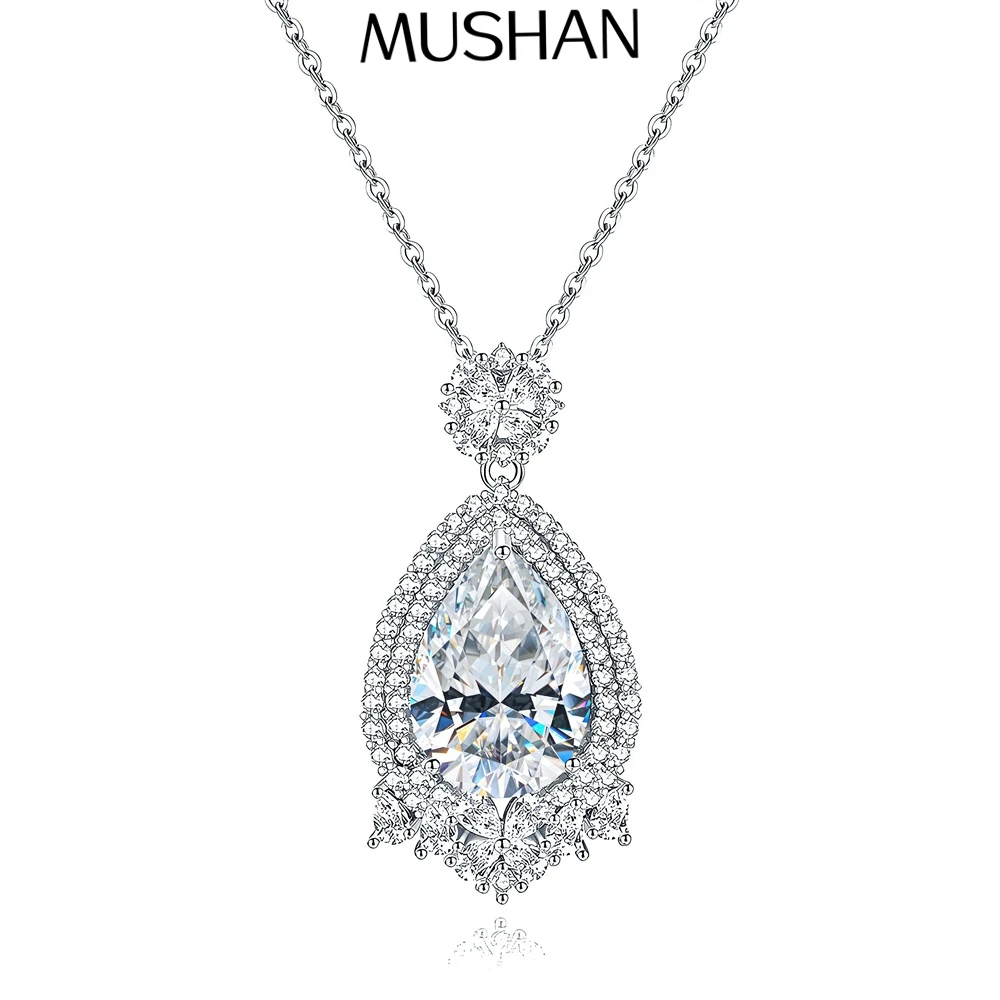 

MuShan Luxury Jewelry 925 Sterling Silver Necklace 20IN Refined Star Moissanite Her 18K Gold Plated MST Patent GRA Certified