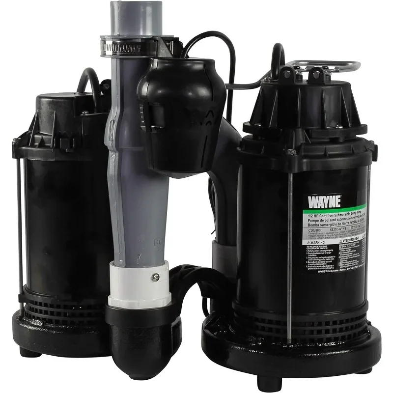 WAYNE - 1/2 HP Basement [Sump] [Pump] System with Integrated Vertical Float Switch and 12 Volt [Battery] Back Up Capability