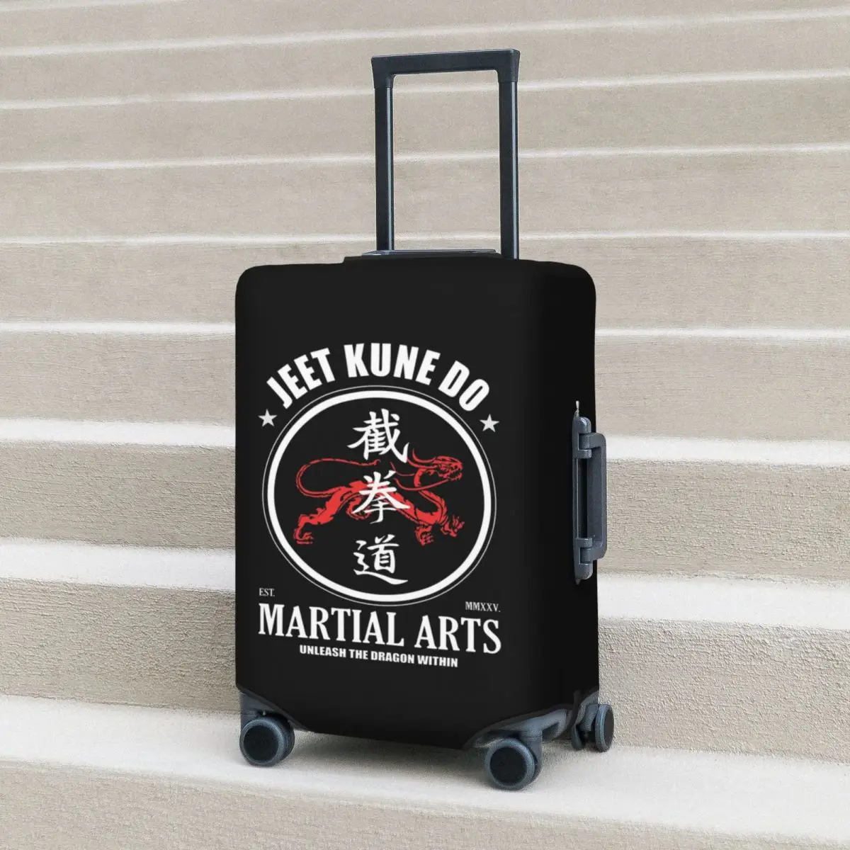 

Unleash The Dragon Within Jeet Kune Do Dragon Power Suitcase Cover Protection Elastic Luggage Protector Covers for 18-32 Inch