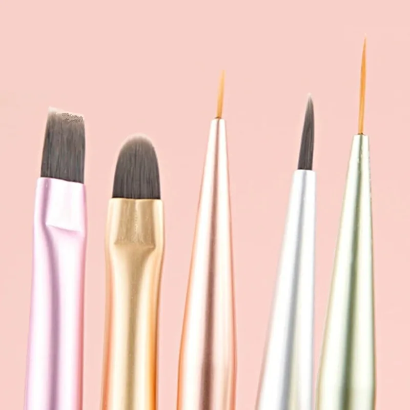 Juego de pinceles para uñas, pintura, delineador, polvo acrílico, tallado, extensión de Gel UV, herramientas de pluma para manicura, 1/5 Uds.