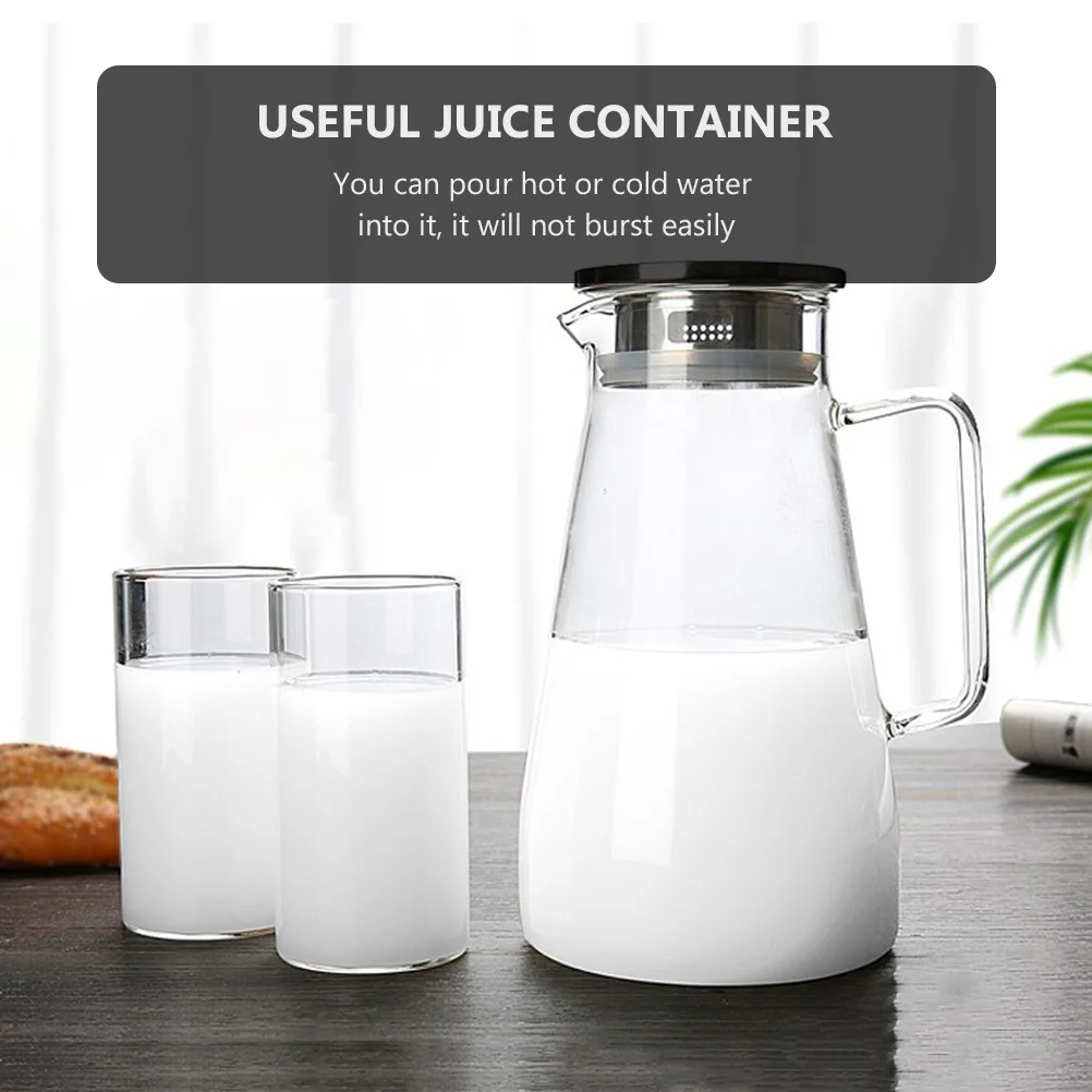 

1500ml Exquisite Glass Water Kettle Explosion-Proof Sturdy Comfortable Grip Suitable Hot Cold Water Home Use Storage Can