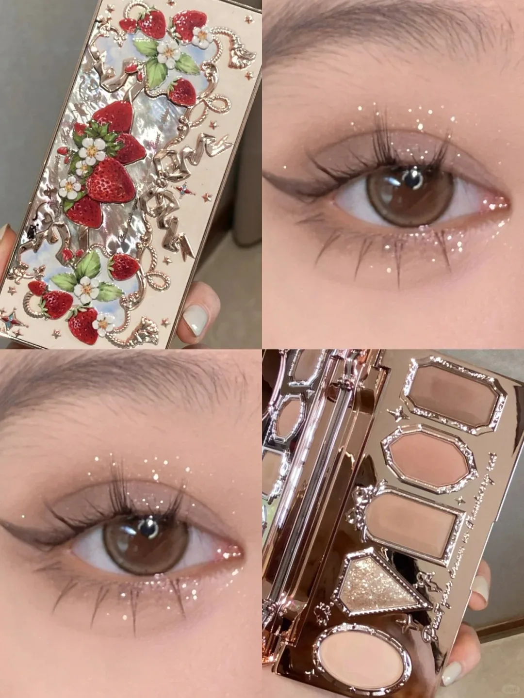 Flor sabe morango rococó sombra pressionado glitter 5 cores sombra de olho textura cremosa natural bronze cosméticos sombras de olho