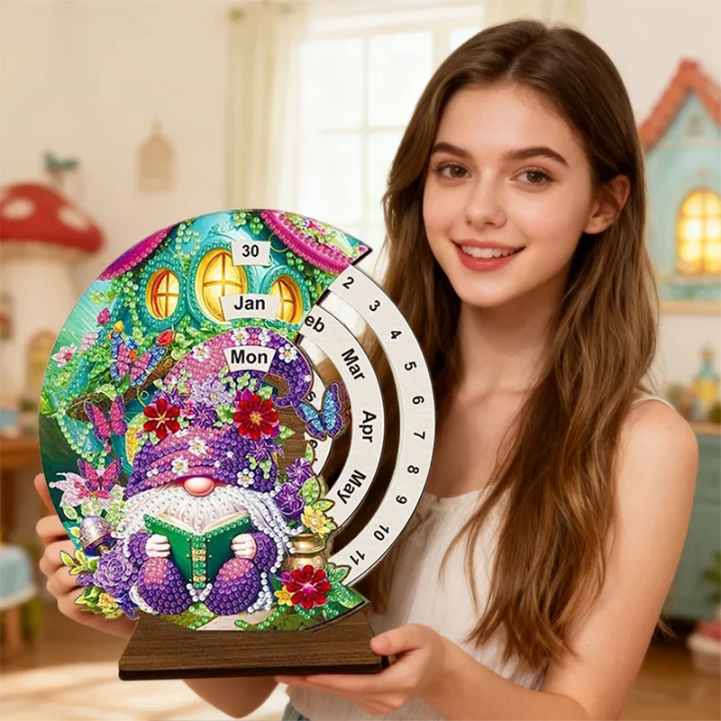 

Деревянный специальной формы DIY алмазная живопись Луна вечный календарь Алмазный вращающийся календарь ручной работы домашний декор для начинающих