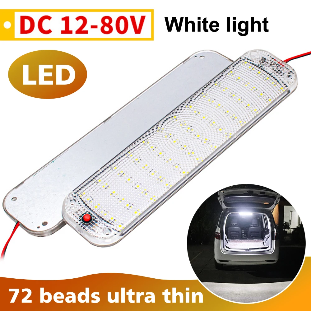 Universal Ceiling Light Bright Car Indoor Lamp With Switch 72LED Car Interior Lamp Lighting Camper Bus Motorhome Boat Roof Light