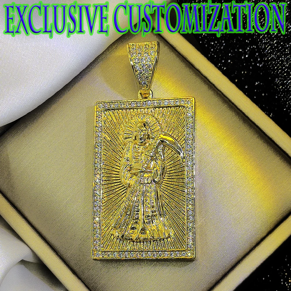 New customized hip-hop Death Necklace with diamond gold pendant, 18K gold plated fashion craftsmanship, trendy culture