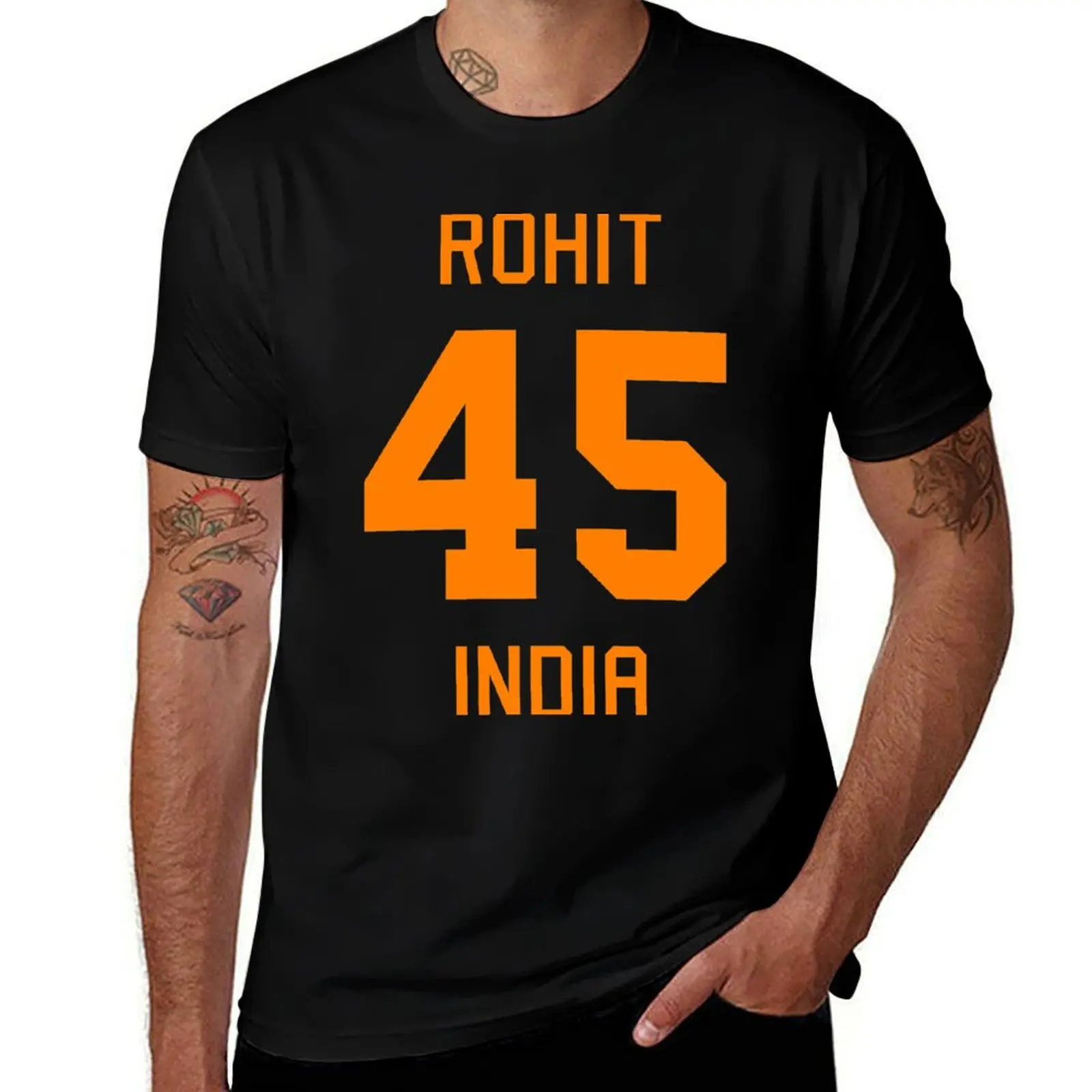 

Rohit Sharma 45 Indian Cricket Jersey T-Shirt t shirt personalised man t shirts cotton anime tshirt T-Shirt