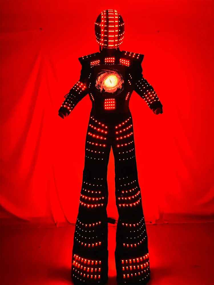 LED Robot Costume LED Clothes Luminous Stilts Walker Costume Full Color Change Celebrating Party Events Suit Kryoman Traje