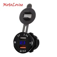 MotoLovee Car Quick Charger QC 3.0 Power Adapter Dual USB Vehicle DC 12 V-24 V Cigarette Socket Lighter 2 port For iPhone