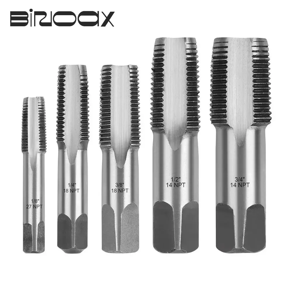 5 PCS HSS NPT Pipe Tap Set Metal Screw Thread 1/8\