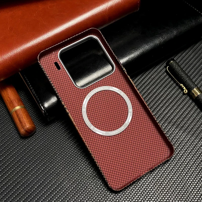 Etui na telefon Xiaomi 17 Pro Max 15pro 15 Ultra z teksturą włókna węglowego, MagSafe, bezprzewodowe ładowanie, stop aluminium, matowe, odporne na wstrząsy. — zdjęcie produktu 5