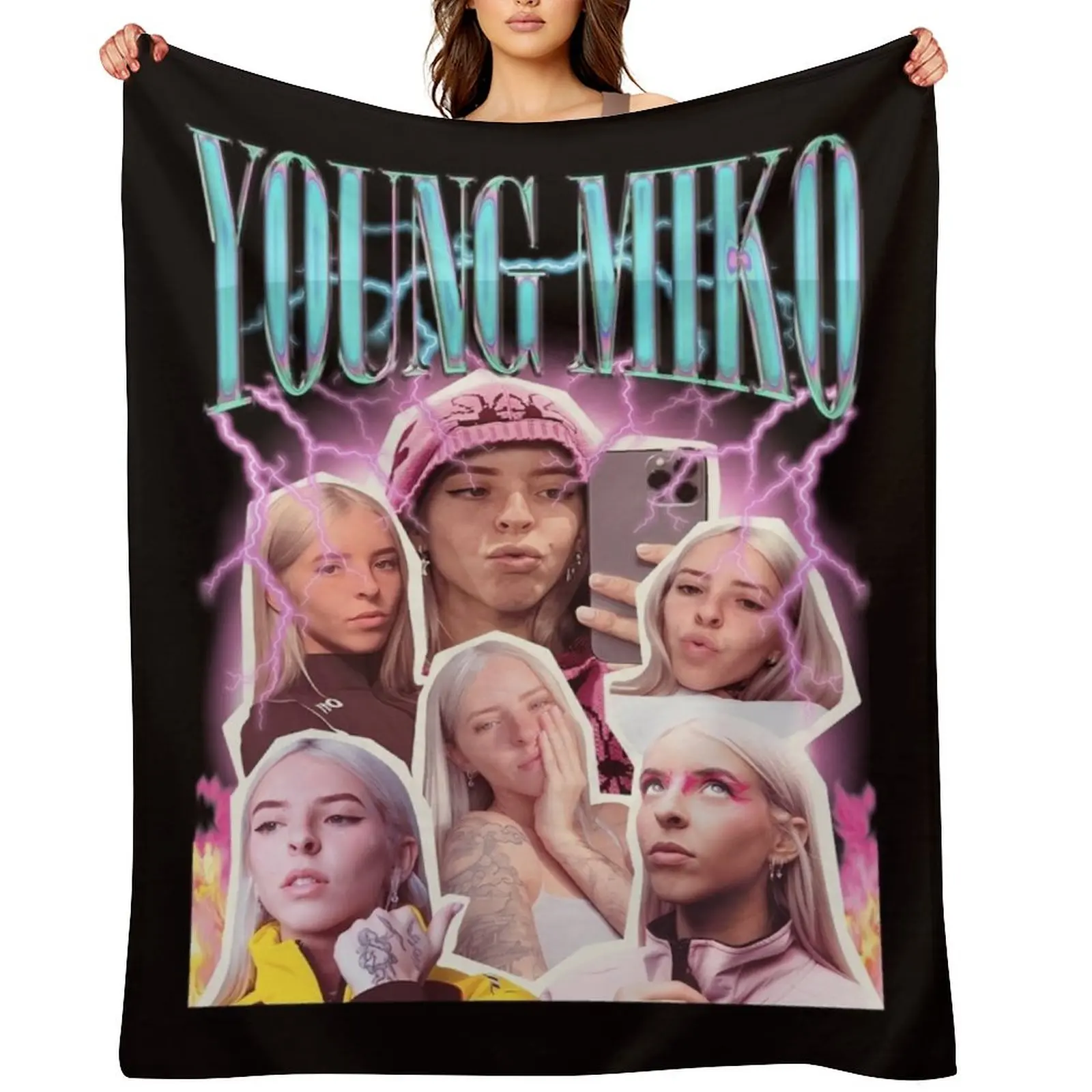 

148 Young Miko Vintage Retro Design Throw Blanket Thermal Soft Plush Plaid Stuffeds blankets and throws Blankets