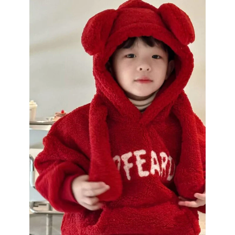 Fleece Thickened 2025 Autumn Winter New Kids Boys Girls Hooded Sweatshirt Children's Sweatshirt Baby Clothing image 6