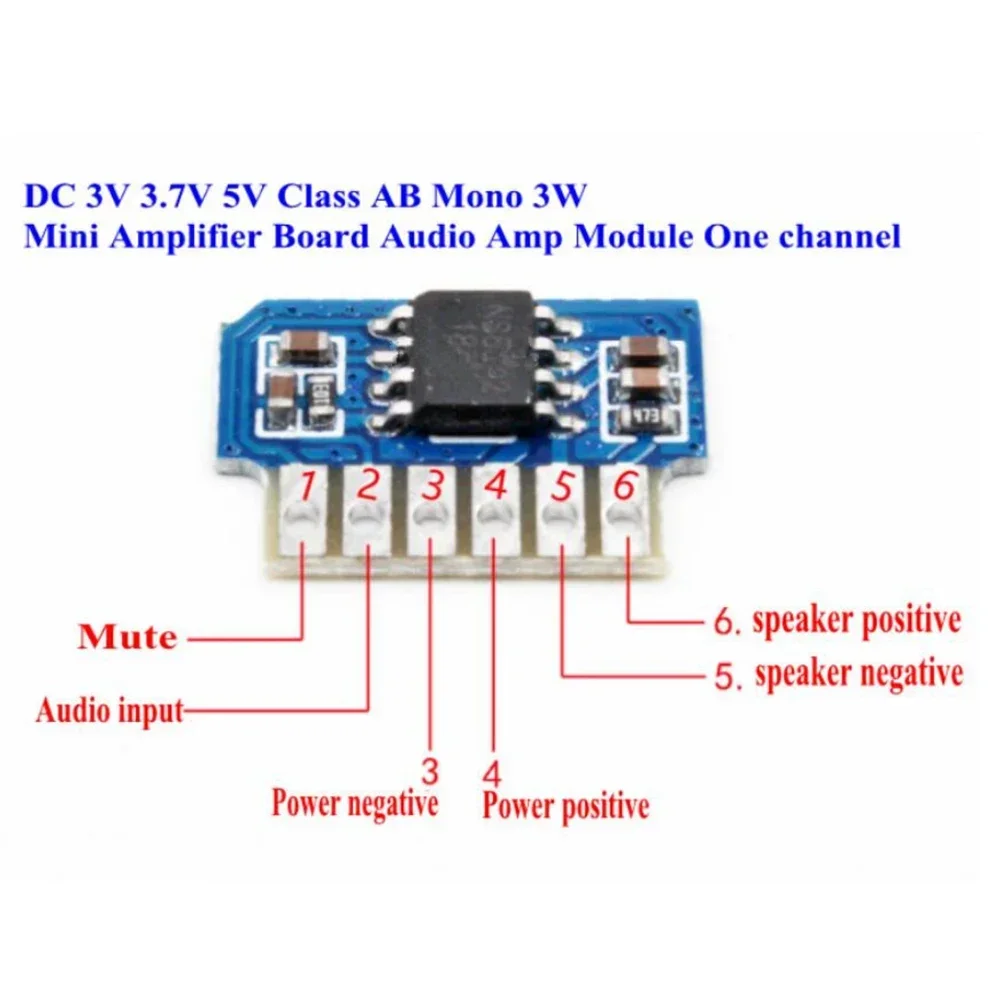 Módulo amplificador de audio mono NS8002 de 3 W, mini placa amplificadora de potencia de bajo voltaje de 3-5 V para altavoces estéreo y reproductores de audio DIY