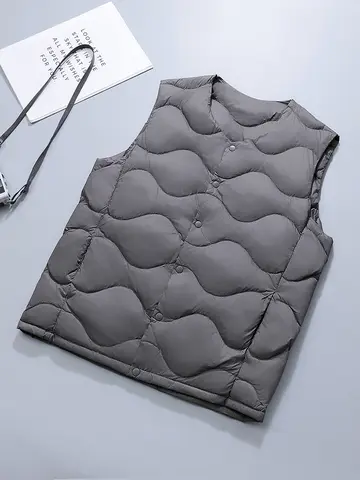 플러스 사이즈 경량 다운 베스트 남성용 V넥 탈부착 가능한 어깨 패드 실내외 착용 비즈니스 캐주얼 화이트 덕 다운 이너