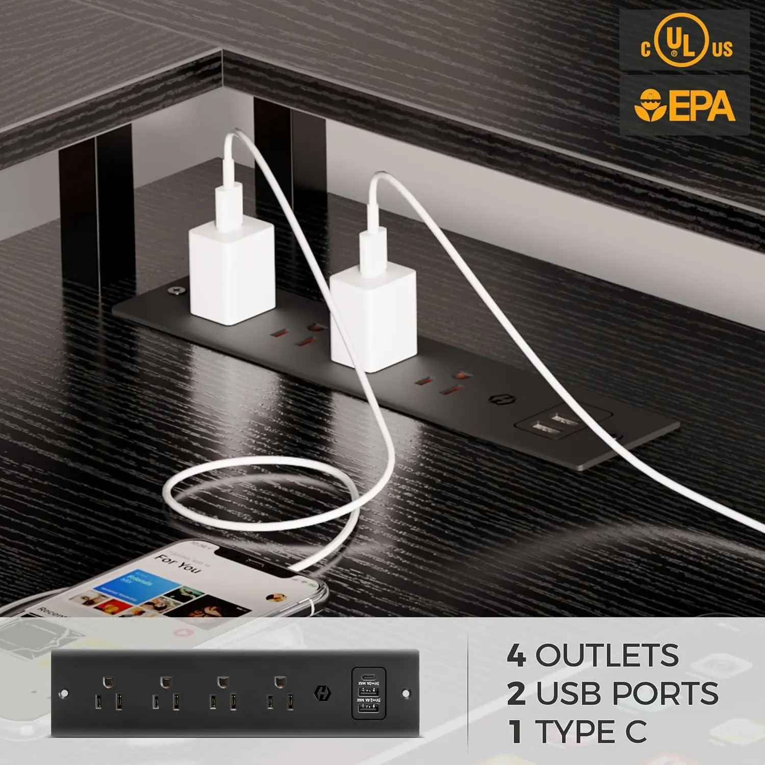 Computer Desk L Shaped 59.4" with LED Lights and Power Outlets, Reversible L Shaped Gaming Desk with Monitor Stand