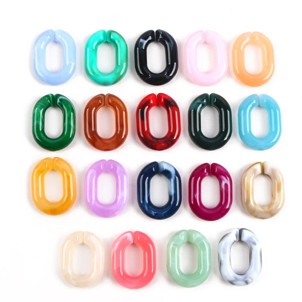 10pcs 24x18mm Acrylic Oval Rings Link Chain Mixed Color Beads for Bracelet Necklace Phone Chains Making DIY Jewelry Accessories