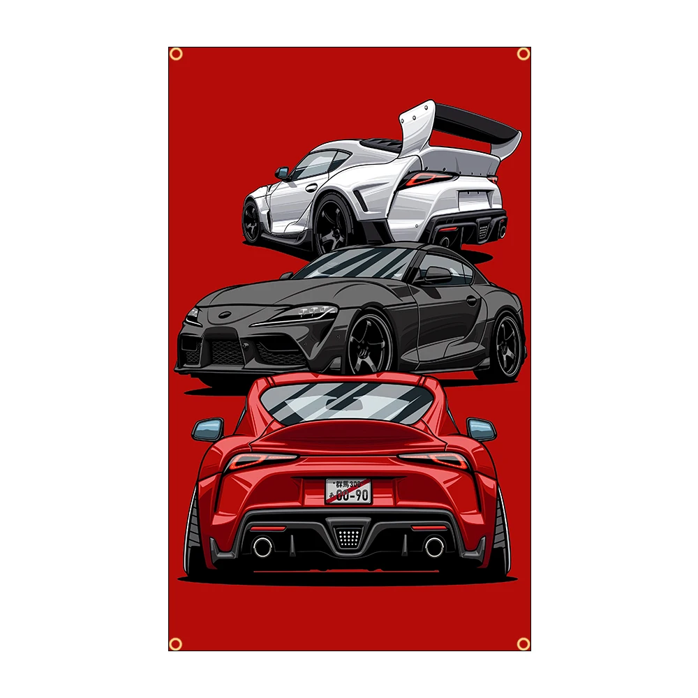 JDM 2 Classic Supercar Flag Polyester Printed Art Car Poster Banner 60x90cm 90x150cm for Garage And Outdoor Decoration