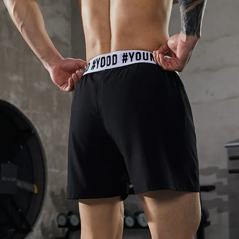 Zomer Man Hardloopshorts Sneldrogend Trainingsfitness Fitness Elastische Taille Sportband Merk Mode Oefenshort Bedrukt