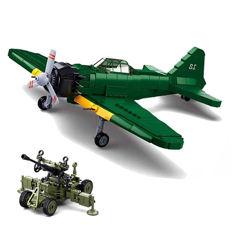 

World War II Japan Mitsubishi A6M Shipborne Zero Fighter Building Blocks WW2 Battle Bomber Military Weapons Model Brick Toy Gift