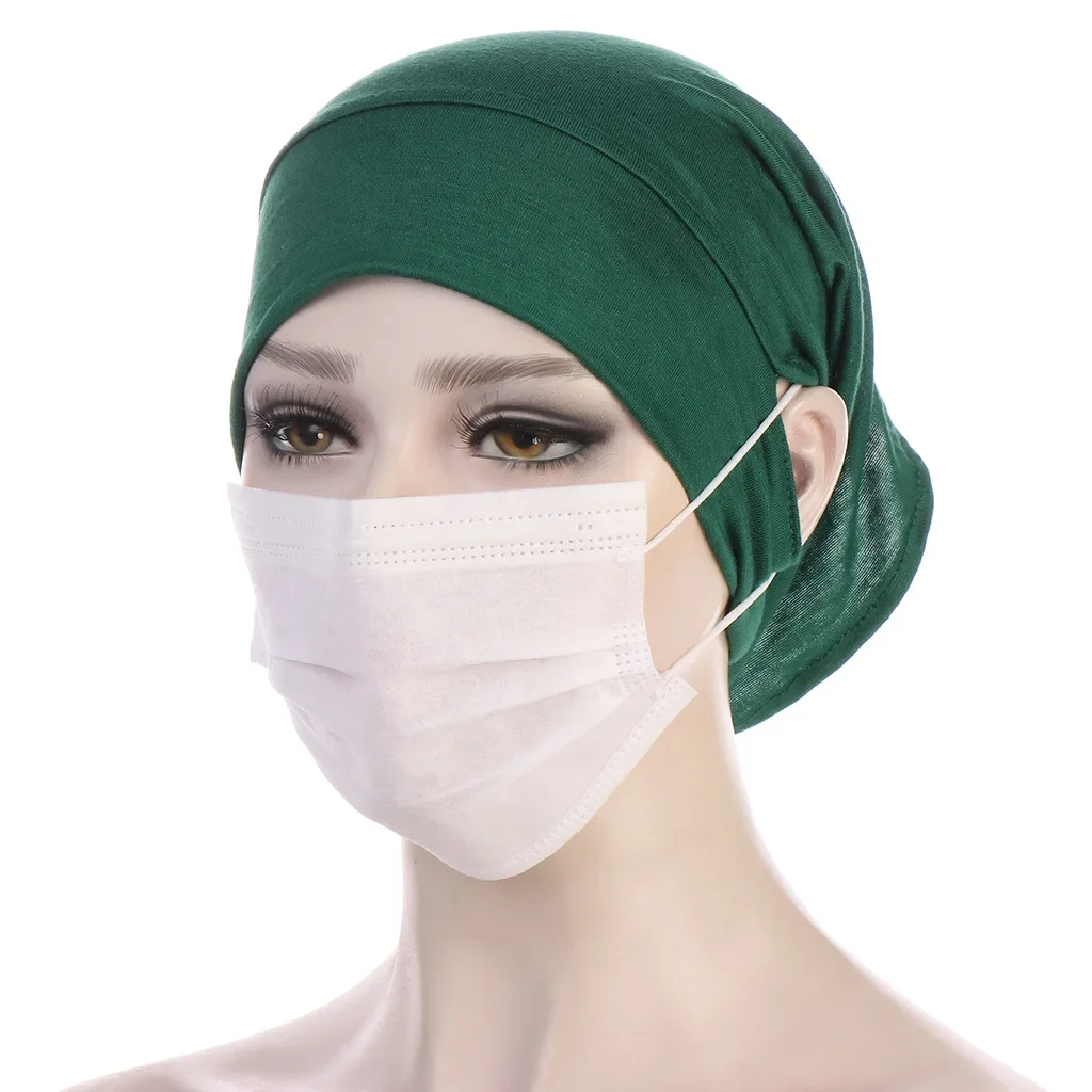 NEW Cotton Under Scarf With Ear Hole Stretch Jersey Inner Hijabs Round Front Under Hijab Caps Female Turban Bonnet