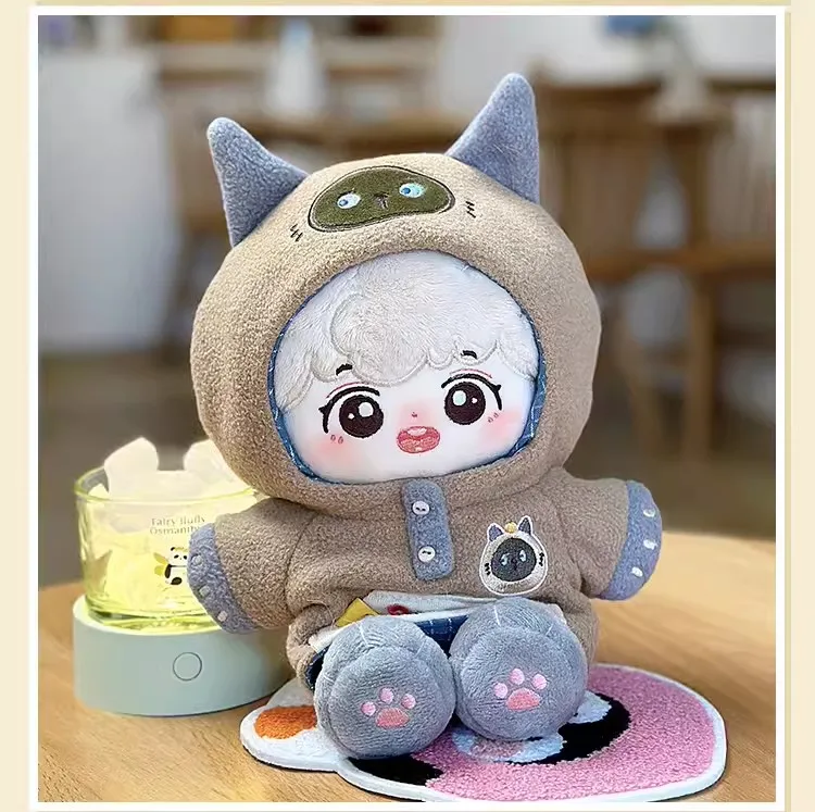 Original Lovely Cat Jumpsuit Suit For 20cm Doll Toy Brown Black Clothes Costume Cosplay Gift Cute