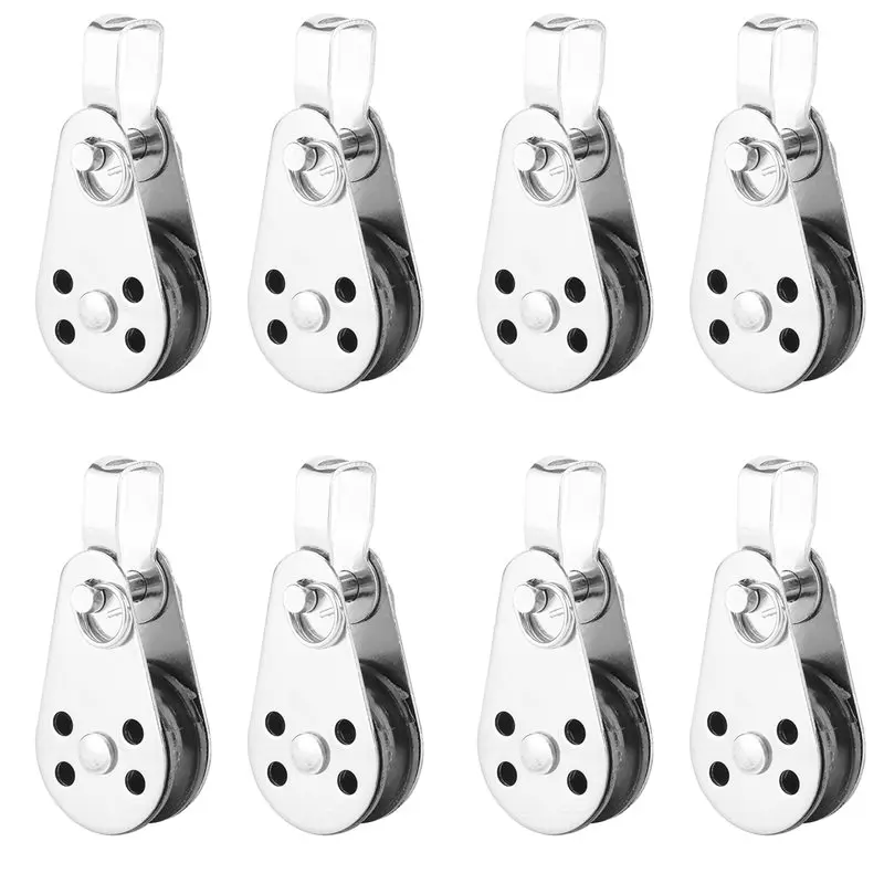 

AA77 SUS316 Lifting Load Pulley Block Wheels Single Pulley Outdoor Stainless Steel Strong Pulley 8PCS