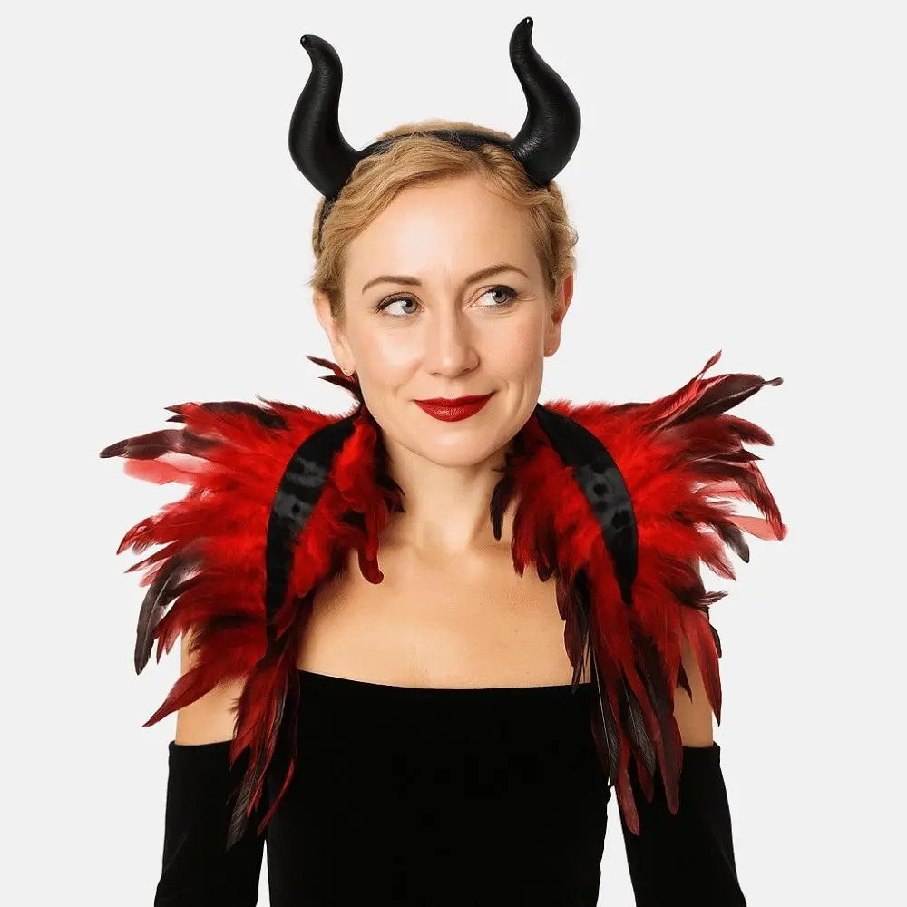 

Костюм Роскошная шаль с перьями в стиле панк Ретро Регулируемая шаль с перьями на Хэллоуин Готический плечо с искусственным воротником Сценическое шоу