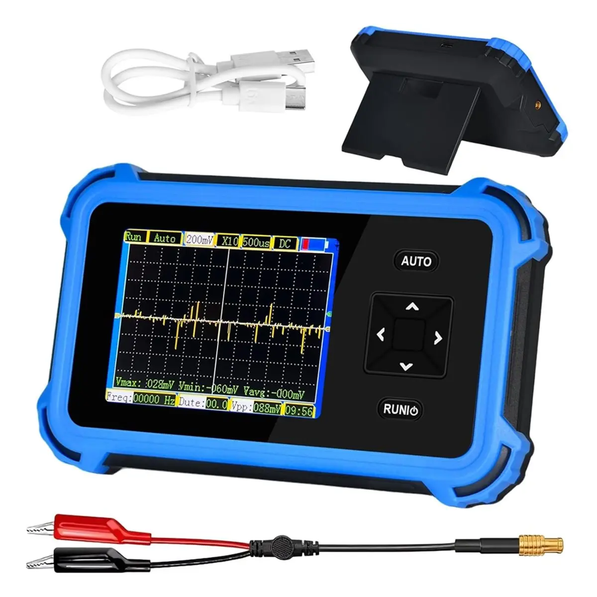 DT38 Mini Osciloscopio with 1MHz Bandwidth 8.33MSa/S,±400V (800Vpp X10) - 150g Portable for Automotive DIY,Student Lab