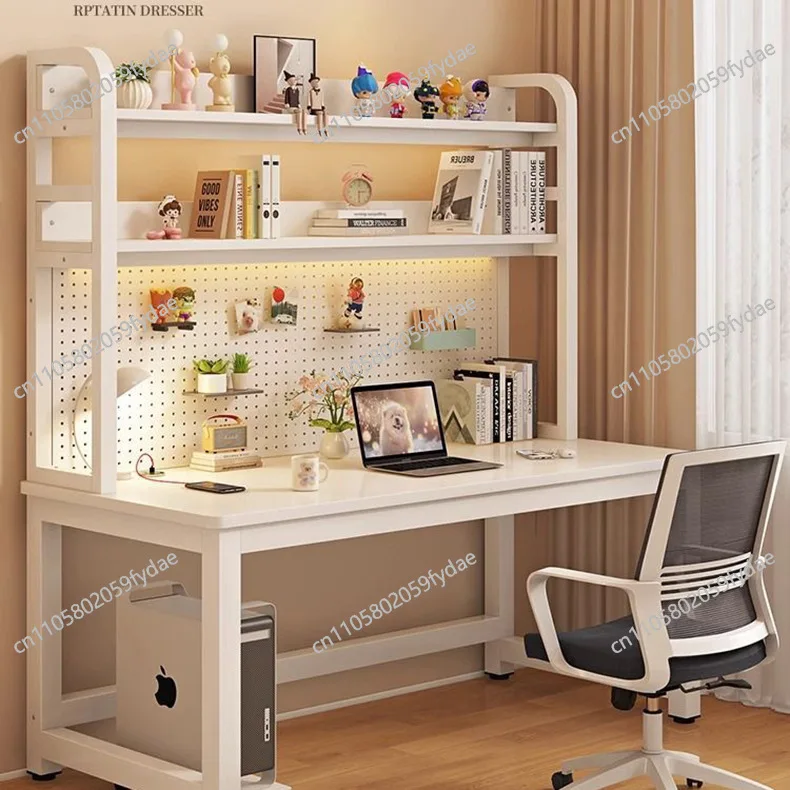 Cave table shelf household simple desk bookshelf combination integrated simple steel computer desk multi-layer