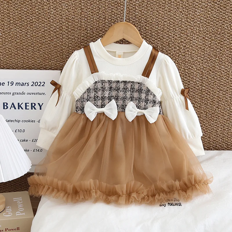 Baby Girl Dress Newborn Clothes Kids Long Sleeve Bow Princess Dress For Girls Clothing 1 Year Baby\'s Birthday Dresses