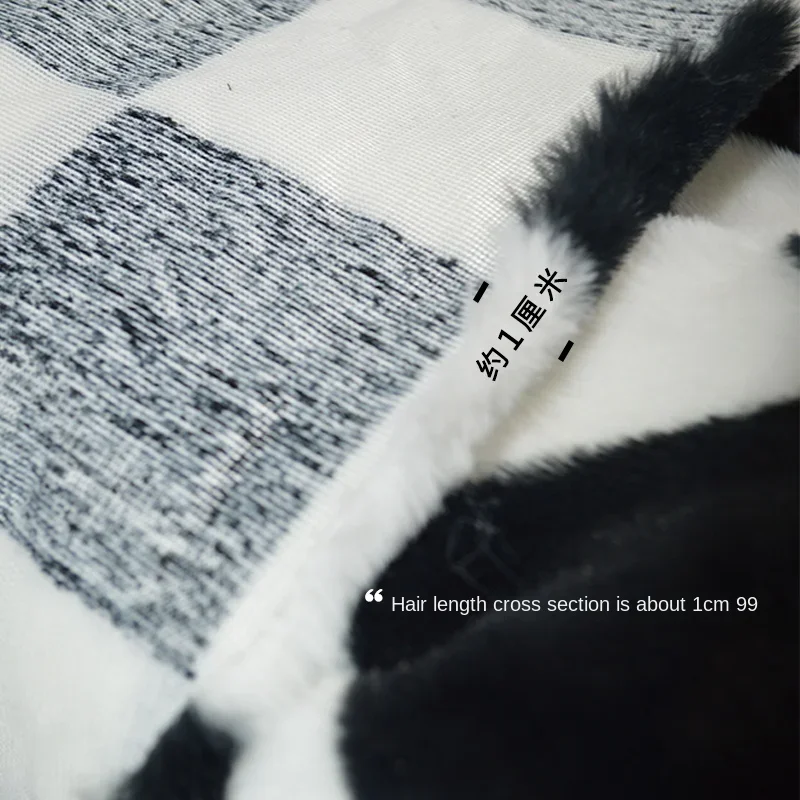 Faux Fur Fabric Checkerboard Fabric Autumn Winter Fluffy Clothing Designer Cloth for Diy Apparel Sewing Meters Material