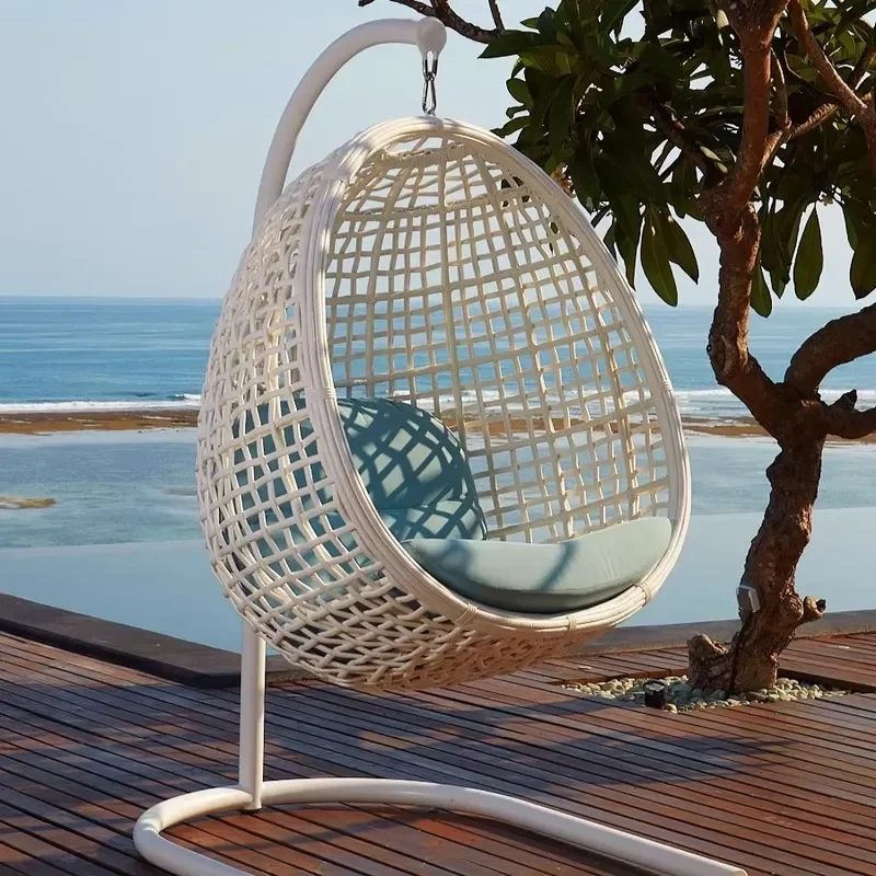 Viral Free Standing Rattan Hanging Chair Bird Nest Lazy Rocking Chair Cradle Swing for Balcony Outdoor Patio Garden Furniture