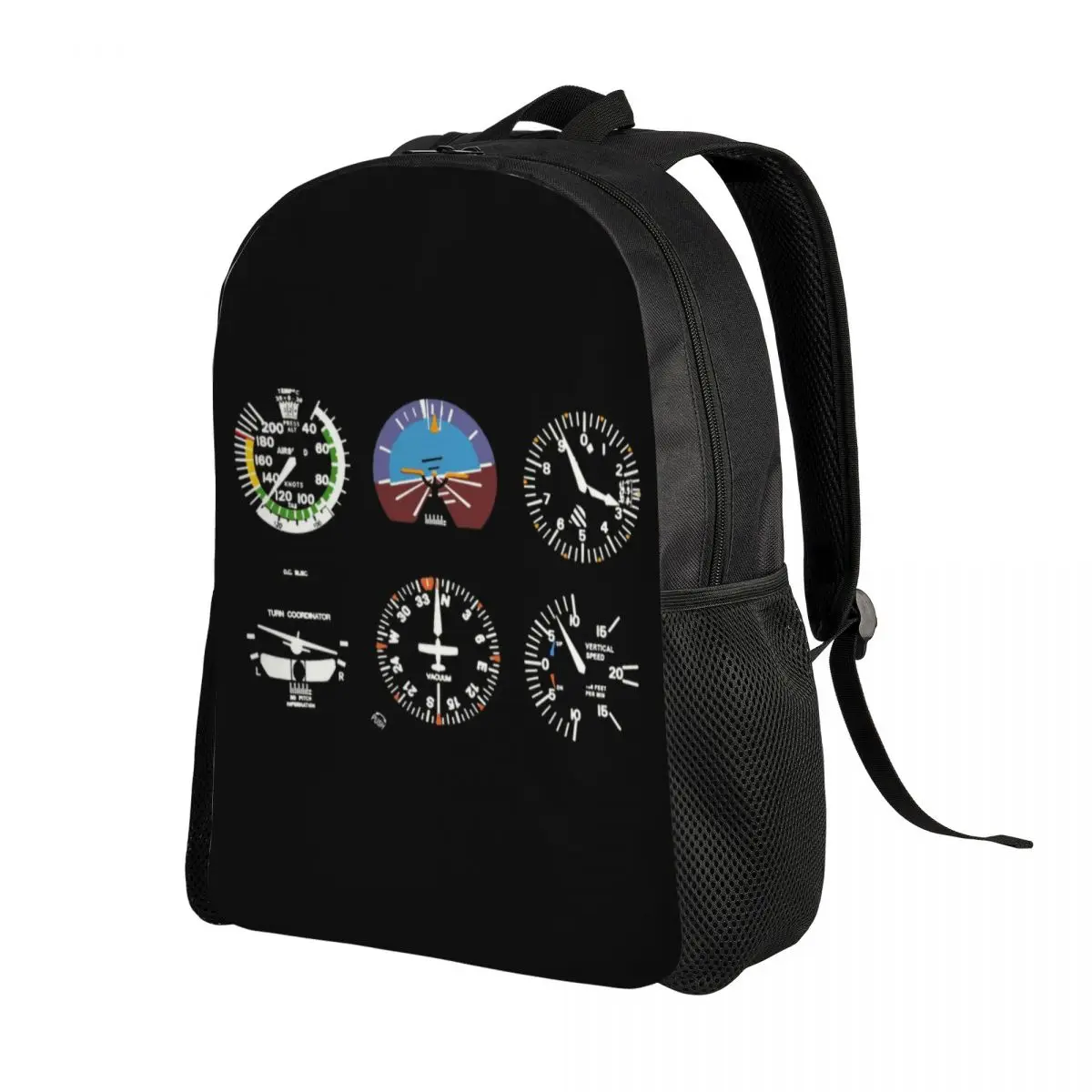 Custom Cockpit Six Dials Flight Simulator Pilot Laptop Backpack Women Men Basic Bookbag College Students Airplane Aircraft Bags