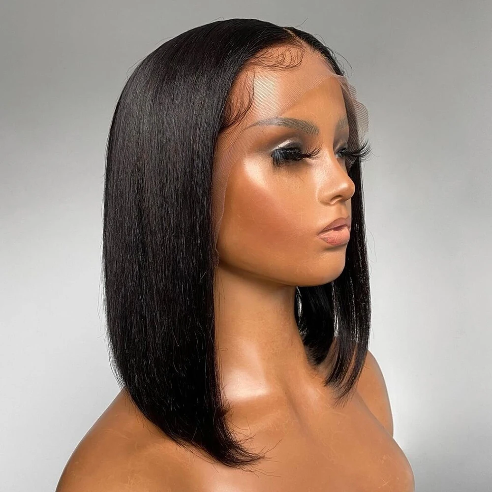 

230% Straight Short Bob Lace Front Human Hair Wig Bone Straight Bob Wigs 4x4 Closure 13x4 Lace Frontal Wig Brazilian Remy Hair