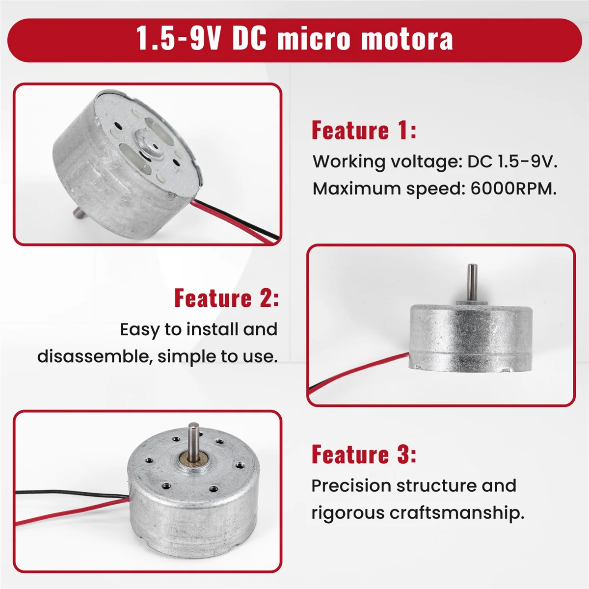 2PCS RC300 6000RPM DC 1.5-9V Micro มอเตอร์สําหรับเครื่องเล่น CD DVD
