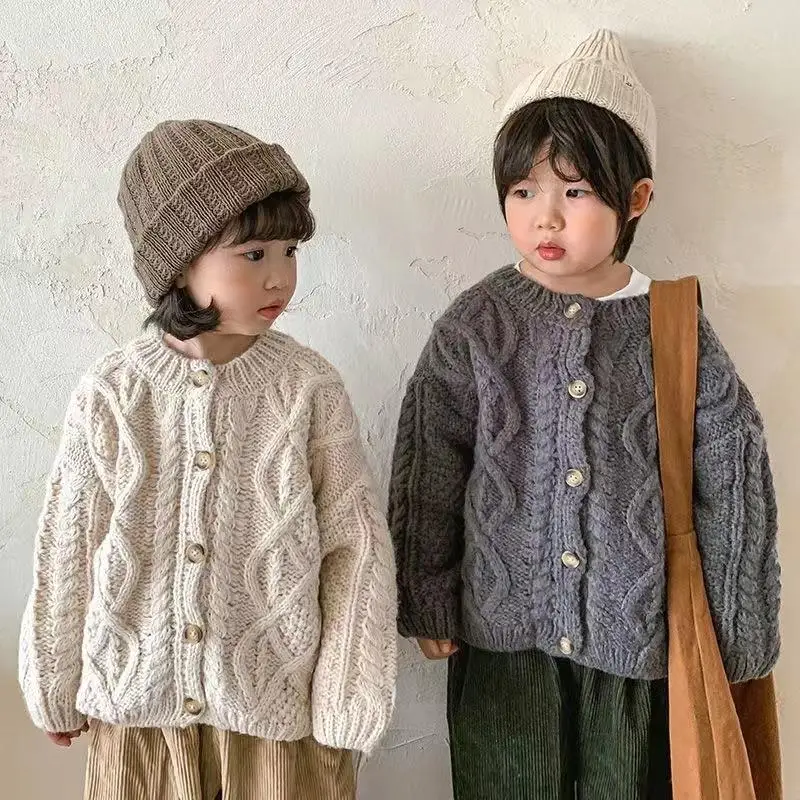 Autumn/Winter Children's Sweater Jacket New Boys' and Girls' Knitted Cardigan for Outer Wear 100-160cm