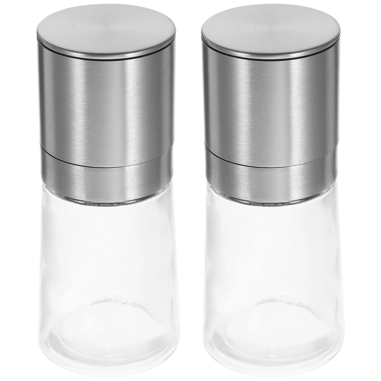 

2Pcs Ergonomic Design Pepper Grinder Stainless Steel Glass Manual Salt and Pepper Mill Kitchen Supplies Salt Kitchen Gadget
