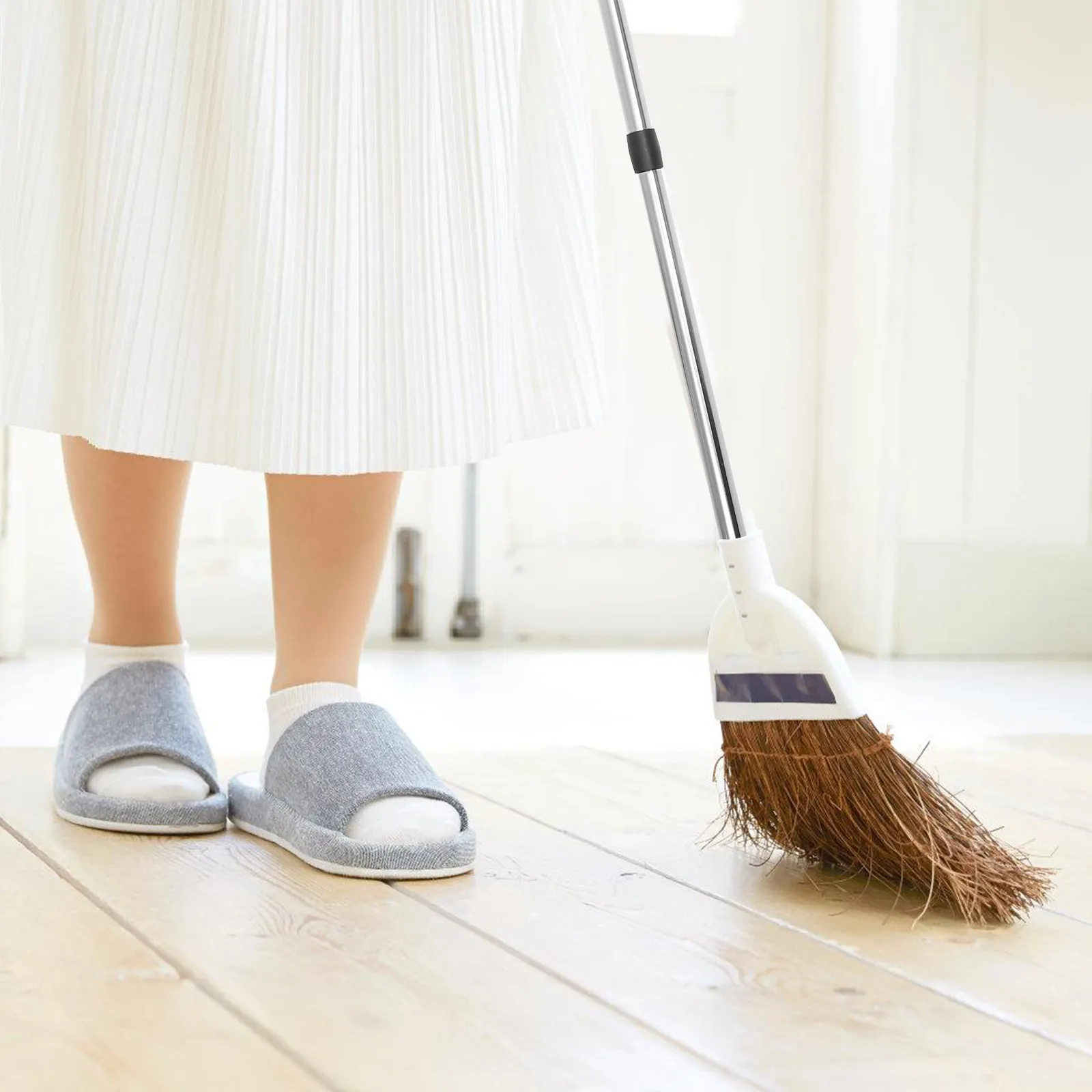 

Stainless Steel Mop Rod Replacement 4-Section Extension Pole for Bathroom Floor Cleaning Heavy Duty Mop Accessory