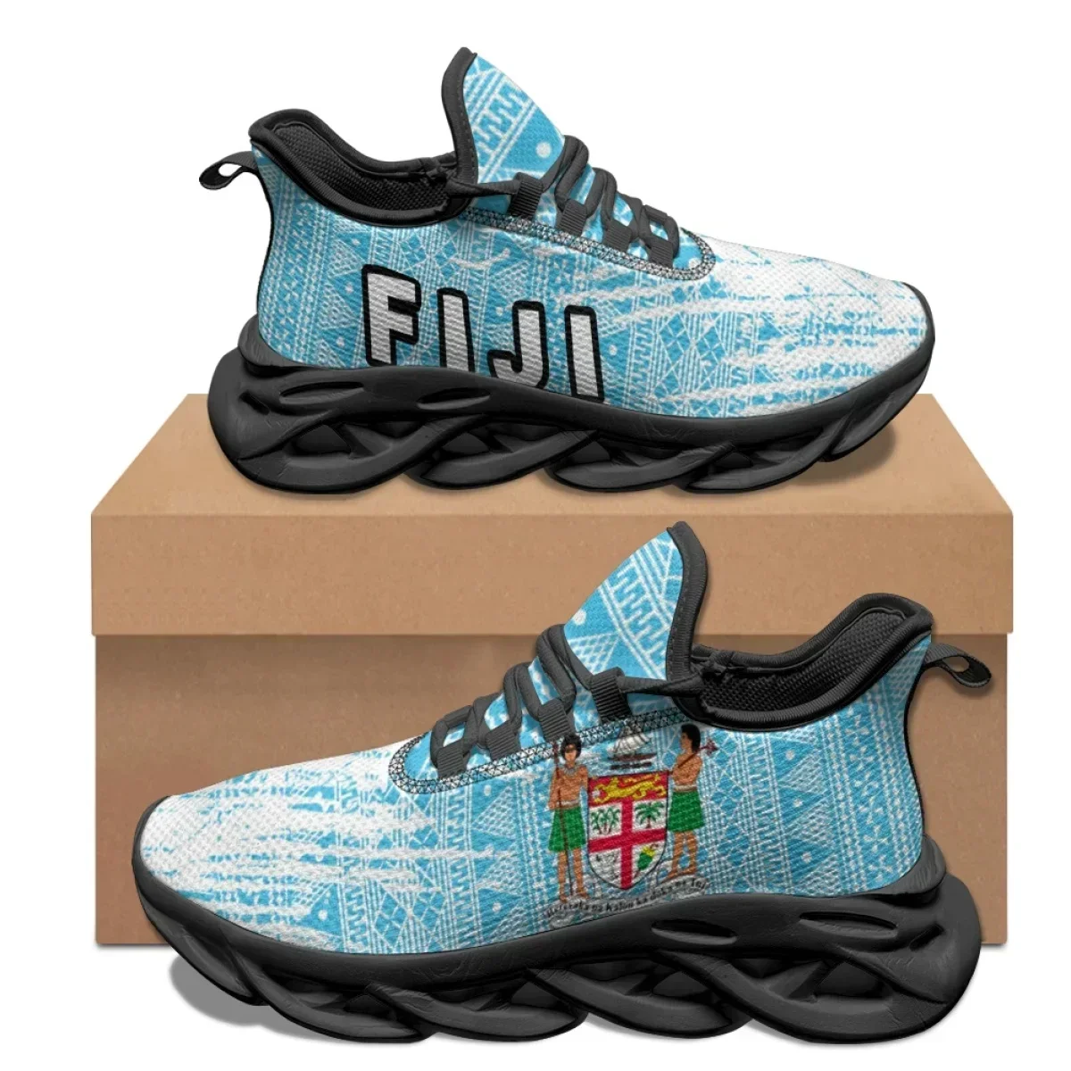 Fiji Flag Coat Of Arm Print Flats Shoe Polynesian Lace-Up Breathable Comfort Running Shoes Sneakers Female Footwear Adult Gift