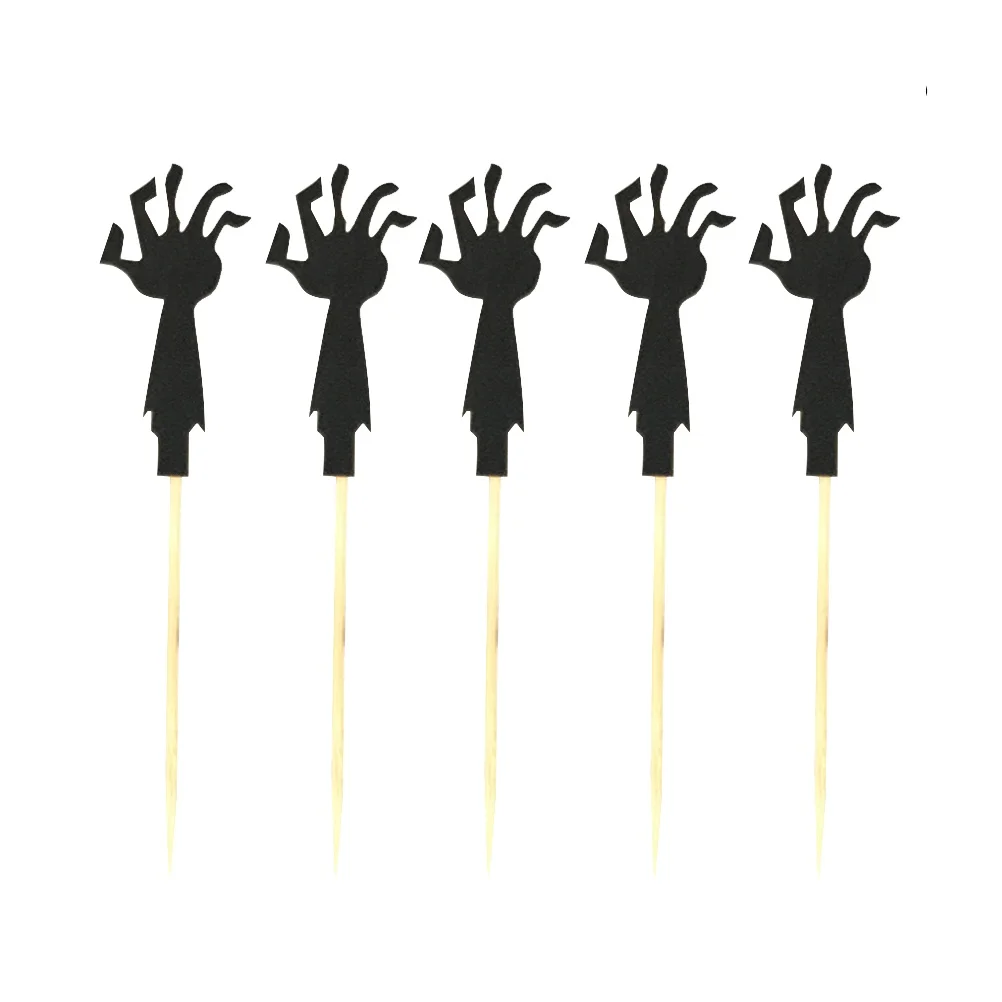 

10 PCS/Set Decoration Ghost Hand Inserts Card Cake Cupcake Toppers Toothpick Black Birthday Wedding