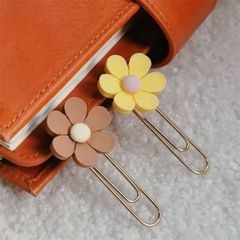 Acrylic Yellow Khaki Flower Paper Clips Cute Bookmark Ins Style Book Decoration Notebook Planner Accessories