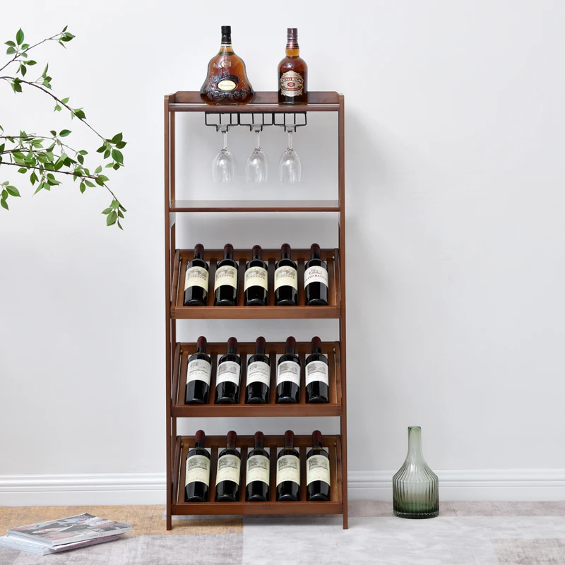 

European wine rack Bar Floor-to-ceiling cabinet red wine Solid wood storage Display rack Shelf Wine glass rack