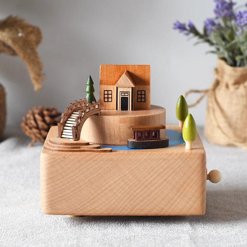 

Factory Wholesale High Quality Small Bridge Customized Wooden Music Boxes With Custom Logo