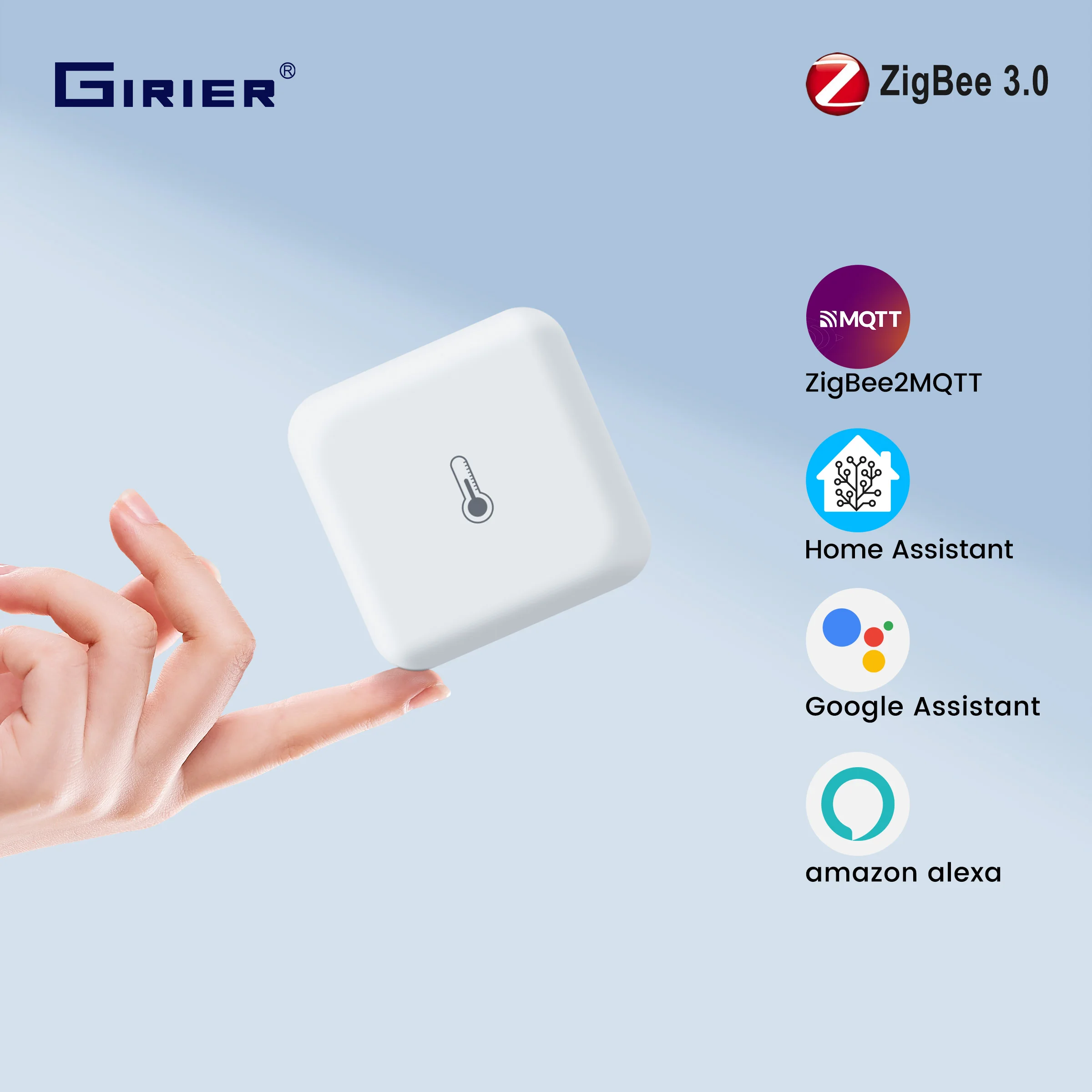 

GIRIER ZigBee 3,0 датчик температуры и влажности термометр для умного дома комнатный гигрометр поддерживает Alexa Hey Google Home Assistant
