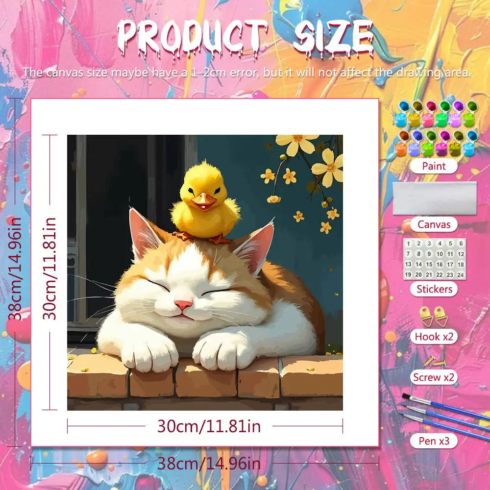 DIY Digital Oil Painting Cat Duck Painting By Numbers Animal Drawing By Numbers Kitten Canvas Kits Home Living Room Art Craft