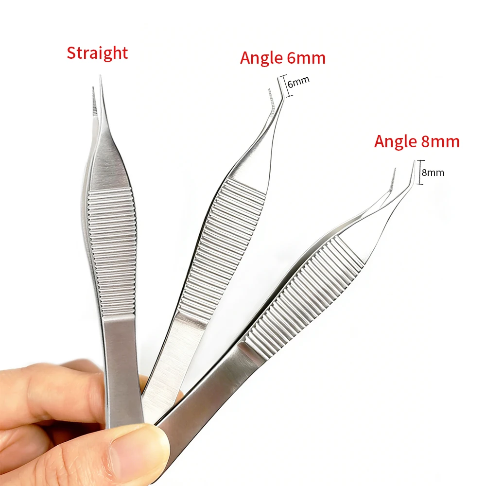 Hot Sale 6mm/8mm Curved Clip Forceps FUE Implanting Clamp 304 Stainless Steel Tweezers for Hair Follicle Extraction