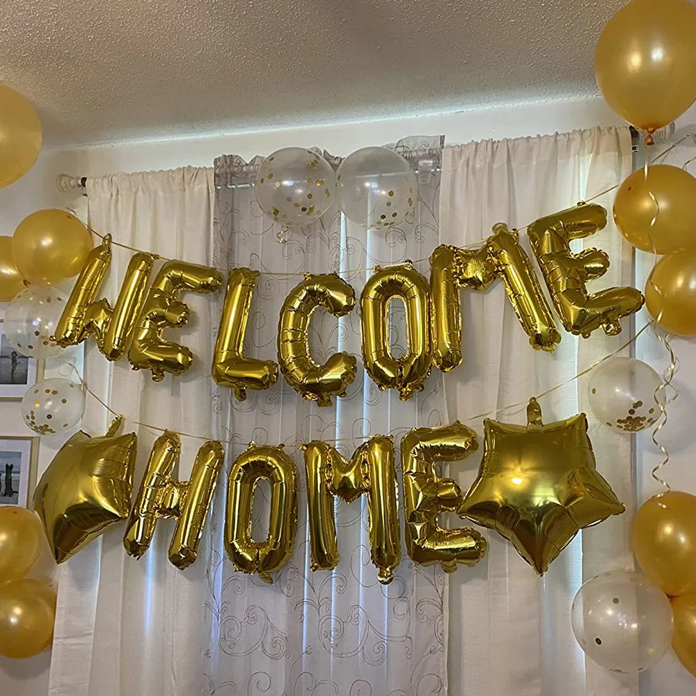 

1set 16 Inch Welcome Home Letter Foil Balloons Back To School Home Party Decorations Air Balloon Banners