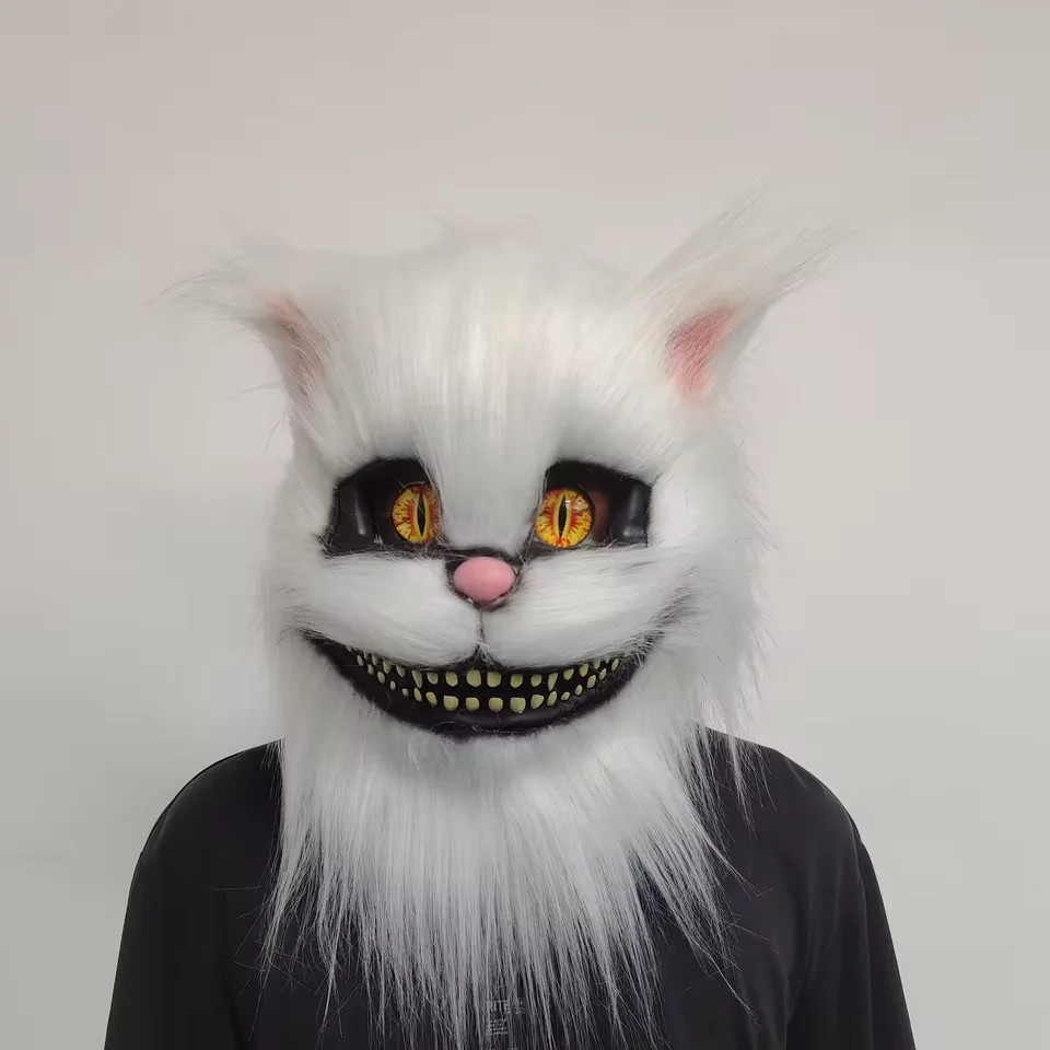  Role Playing Masks Costumes White Cat Headgear Animal Masks Standing Models Animal Latex Cat Headgear Masks Halloween Prop
